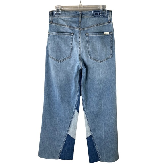 Ella Moss Patchwork Light Dark Wash Crop Flare Jean Frayed Hem Retro BoHo Sz. 27 - Picture 3 of 7
